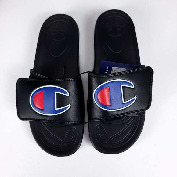 Champion Shoes - Champion Women's Black Mega Slide Slip-on Adjustable Sandal